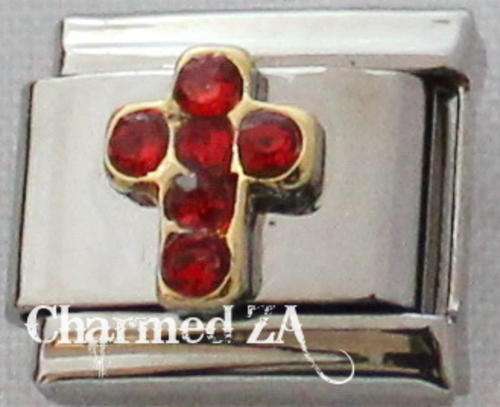 Italian charms - Cross Birthstone July (Fits Nomination)
