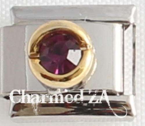 Italian charms - Round Birthstone February (Fits Nomination)