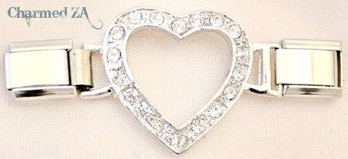 Italian charms - CZ Heart Connector (Fits Nomination)