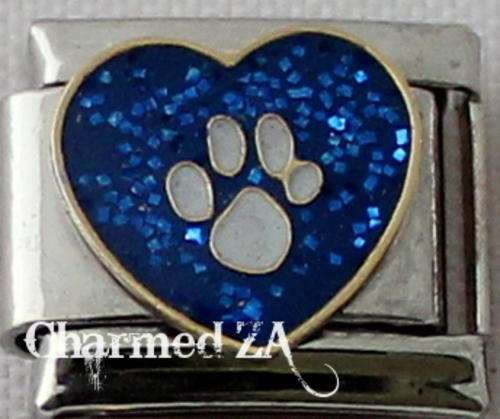 *Christmas Special* Italian charms - Paw on Blue Heart (Fits Nomination)