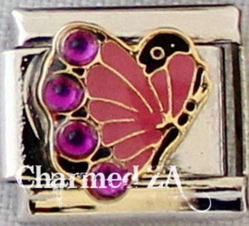 Italian charms - Pink Butterfly with stones (Fits Nomination)