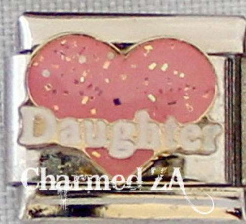 **Christmas Special - Italian charms - Daughter on Pink glitter heart (Fits Nomination)