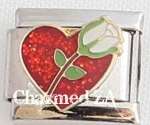 Italian charms - Rose on heart (Fits Nomination)