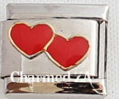 Italian charms - Double red Hearts (Fits Nomination)