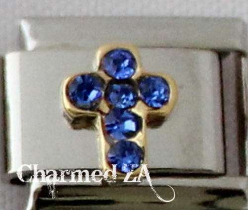 *Christmas Special* Italian charms - CZ Blue Cross (Fits Nomination)