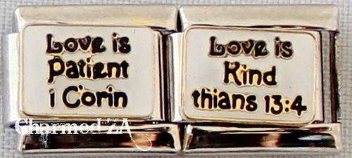 Italian charms - Love is patient Love is kind (Double) (Fits Nomination)