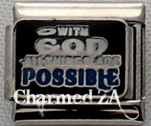 **Christmas Special - Italian charms - With God all things are Possible (Fits Nomination)