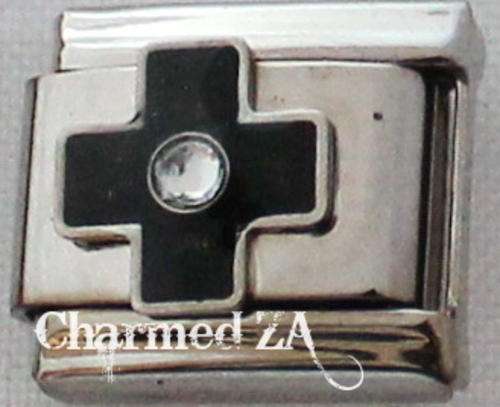 Italian charms - Black Cross w/Stones (Fits Nomination)