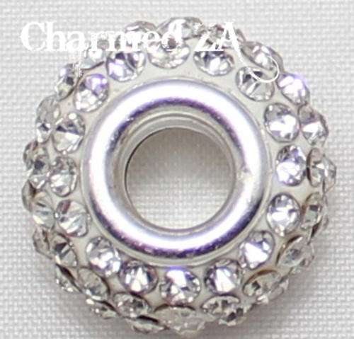 European Charm  -  CZ Bead White