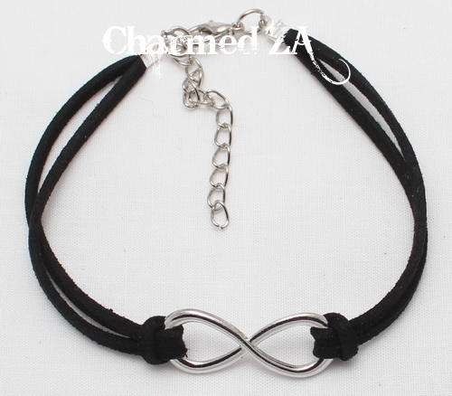 Black Leather Infinity Bracelet