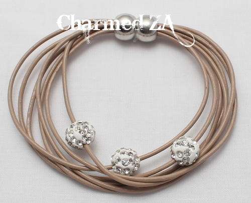Beige Shamballa Magnetic Bracelet