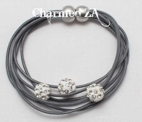 Grey Shamballa Magnetic Bracelet