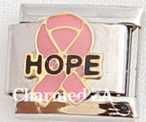 *September SPECIAL* Italian charms - Hope on pink ribbon (Fits Nomination)