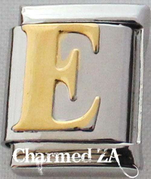 13mm Gold Plated Letter E (Only fits 13mm Bracelet)