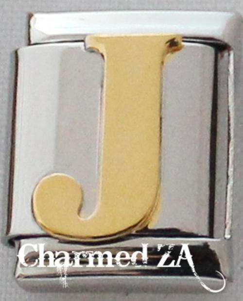 13mm Gold Plated Letter J (Only fits 13mm Bracelet)