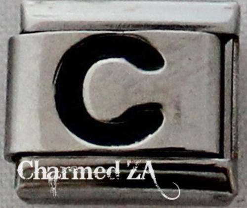 Italian charms - Black Letter C (Fits Nomination)