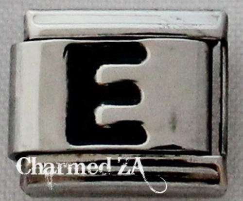 Italian charms - Black Letter E (Fits Nomination)