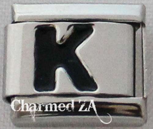 Italian charms - Black Letter K (Fits Nomination)