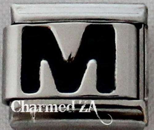 Italian charms - Black Letter M (Fits Nomination)