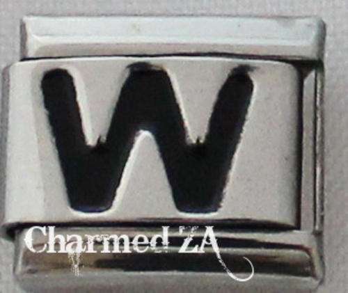Italian charms - Black Letter W (Fits Nomination)