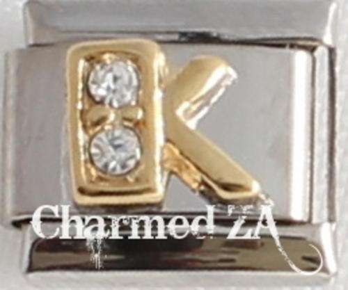 *Christmas Special* Italian charms - CZ Letter K (Fits Nomination)