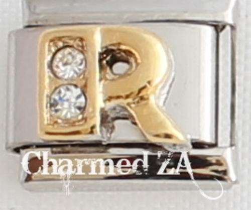 Italian charms - CZ Letter R (Fits Nomination)