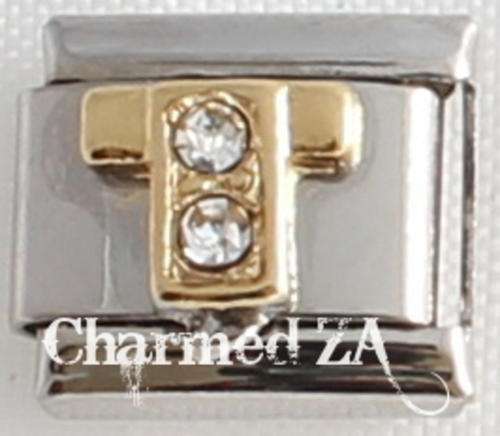 *Christmas Special* Italian charms - CZ Letter T (Fits Nomination)