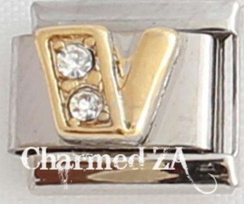 Italian charms - CZ Letter V (Fits Nomination)