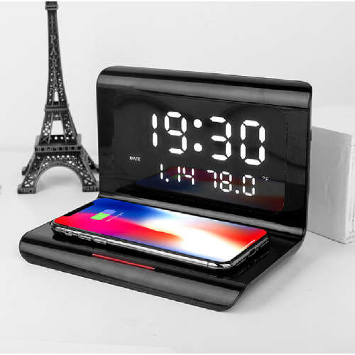 Wireless Charger with Alarm, Clock & Thermometer