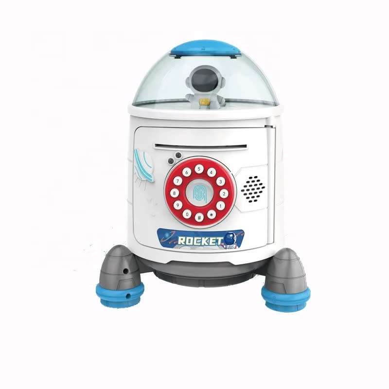 Space bazooka piggy bank automatic roll up piggy bank change box password coin bank cartoon-White