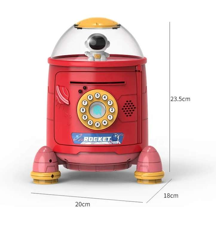 Space bazooka piggy bank automatic roll up piggy bank change box password coin bank cartoon-White