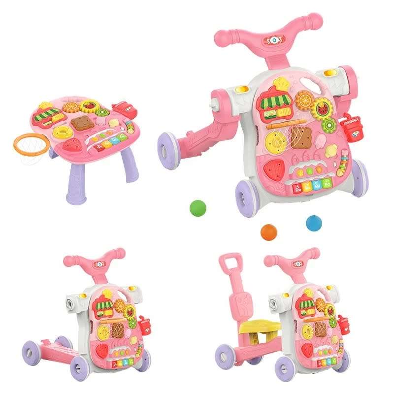 2 In 1 Multifunctional Baby First Walker & Activity Table-Pink