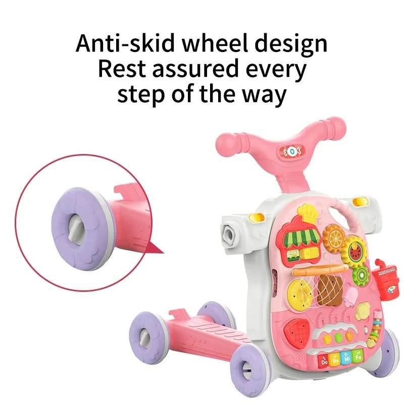 2 In 1 Multifunctional Baby First Walker & Activity Table-Pink