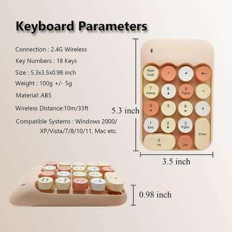 Cute 18-Round Keys Numeric Keypad with 2.4G Mini USB Receiver