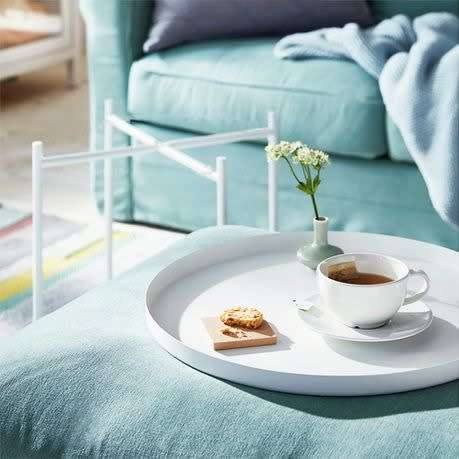 1 Tier Metal Round Side/ Tray Table-White