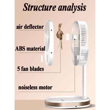 USB Rechargeable Folding Desk Fan - Silvery