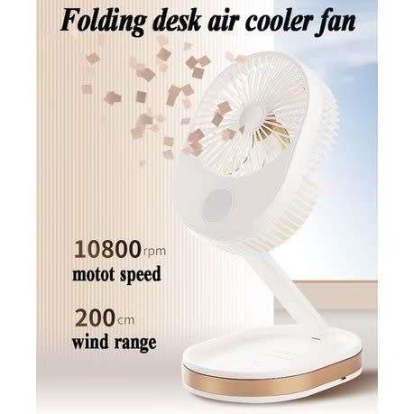 USB Rechargeable Folding Desk Fan - Silvery