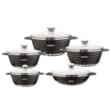 10-Piece Cookware Set - Die-Cast Granite Cookware Set - Induction Cookware Set