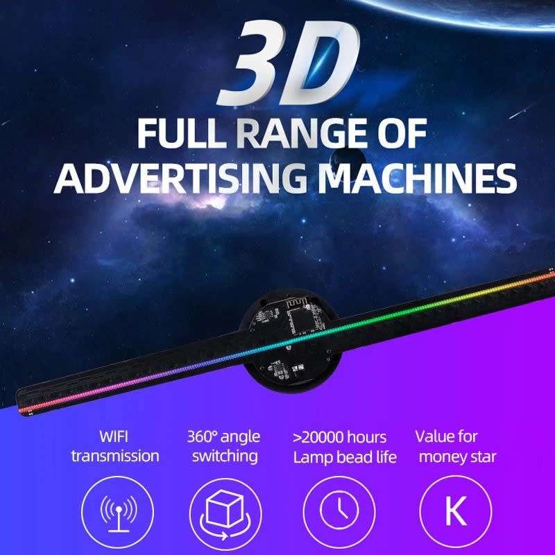 3D LED Air Imaging Holographic Video Projector Fan