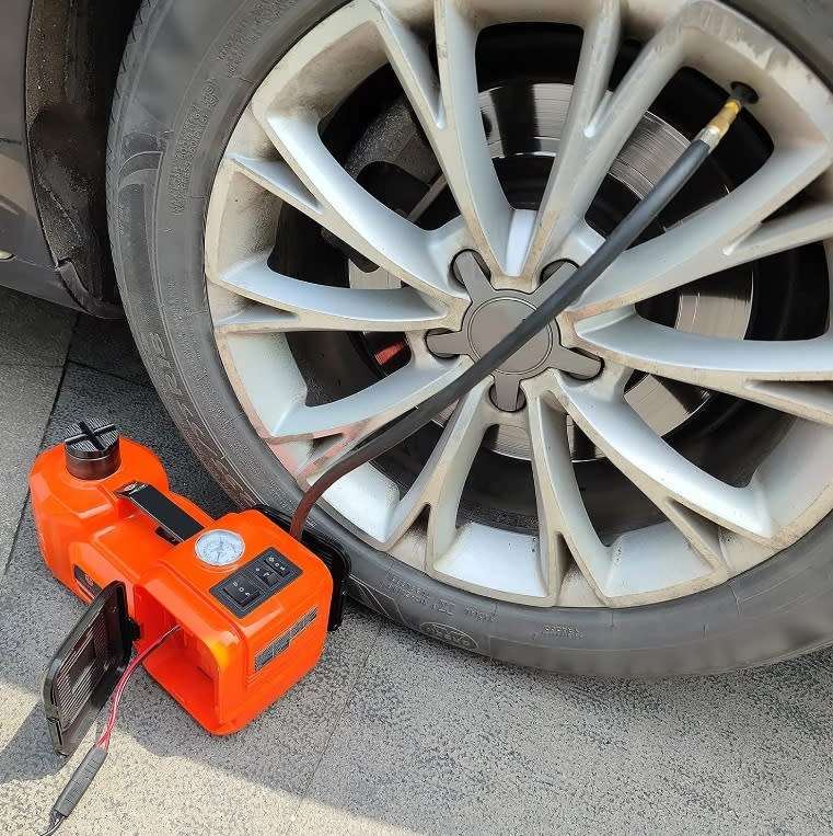 Electric Car Jack (5 tons) Hydraulic Car Jack with Tire Inflator and Lights - 4in1