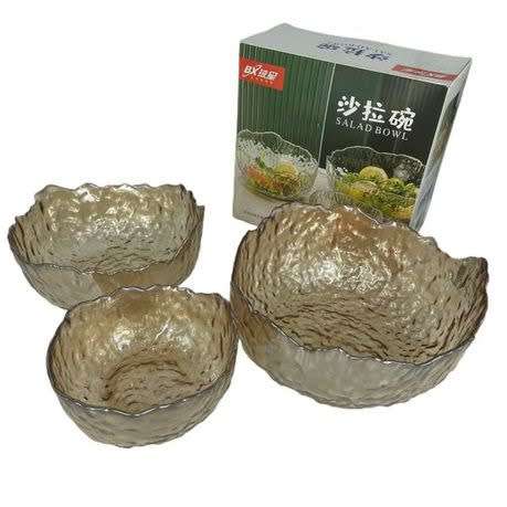 Transparent Glass Bowl Household Tableware Set Fruit Salad bowl - Brown
