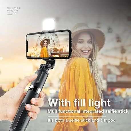 Foldable Selfie Stick Smartphone Holder Tripod LED Fill Light