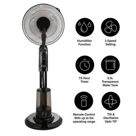 Spray standing oscillating fan, black