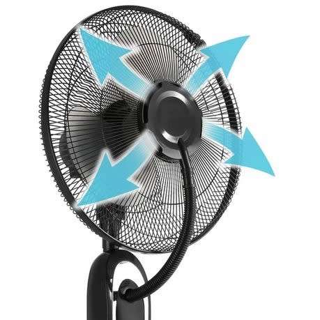Spray standing oscillating fan, black
