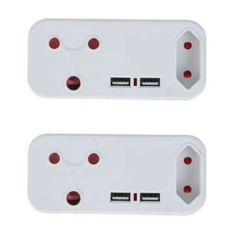 2 X Plug Socket, Power Strip with Usb, Universal Travel Adaptor