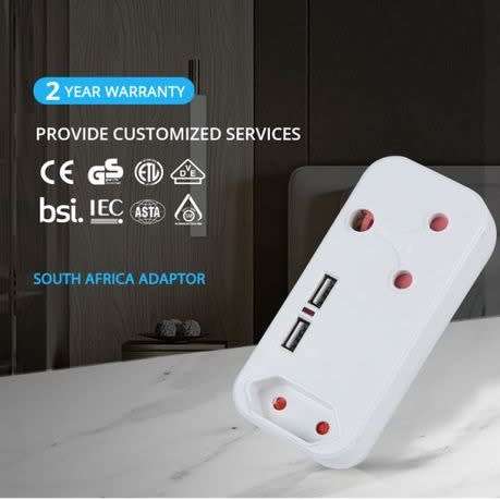 2 X Plug Socket, Power Strip with Usb, Universal Travel Adaptor