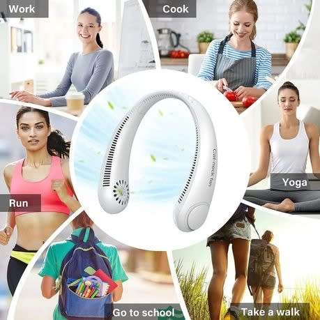 Mini Rechargeable Neck Fan - White