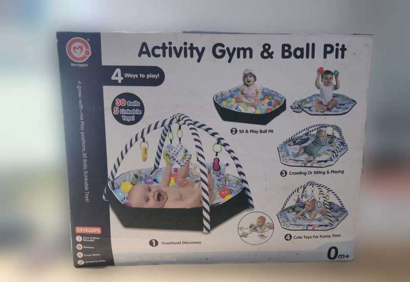 4 in 1 Newborn Baby Activity Gym Play Mat And Ball Pit - Black/White