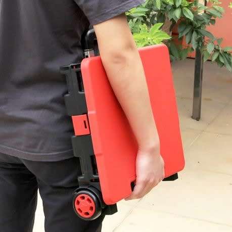 Folding Plastic Book With Wheels Double-Wheel Shopping Cart For Storage