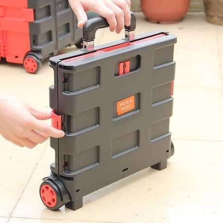 Folding Plastic Book With Wheels Double-Wheel Shopping Cart For Storage